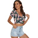 Captivating Watercolor Flowers V-Neck Crop Top View3