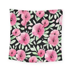 Watercolor Flowers Botanical Foliage Square Tapestry (small)