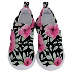 Watercolor Flowers Botanical Foliage Kids  Velcro No Lace Shoes by GardenOfOphir