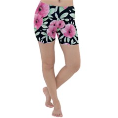 Watercolor Flowers Botanical Foliage Lightweight Velour Yoga Shorts by GardenOfOphir