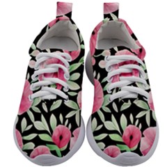 Watercolor Flowers Botanical Foliage Kids Athletic Shoes