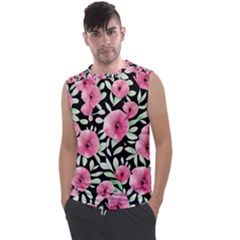 Watercolor Flowers Botanical Foliage Men s Regular Tank Top