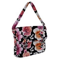 Cheerful Watercolor Flowers Buckle Messenger Bag by GardenOfOphir