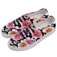 Cheerful Watercolor Flowers Women s Classic Low Top Sneakers by GardenOfOphir