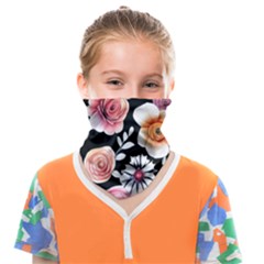 Cheerful Watercolor Flowers Face Covering Bandana (kids) by GardenOfOphir