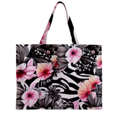 Brilliantly Hued Watercolor Flowers In A Botanical Zipper Mini Tote Bag by GardenOfOphir