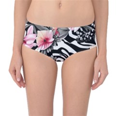 Brilliantly Hued Watercolor Flowers In A Botanical Mid-waist Bikini Bottoms by GardenOfOphir