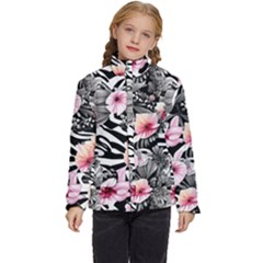 Brilliantly Hued Watercolor Flowers In A Botanical Kids  Puffer Bubble Jacket Coat by GardenOfOphir