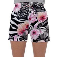 Brilliantly Hued Watercolor Flowers In A Botanical Sleepwear Shorts by GardenOfOphir