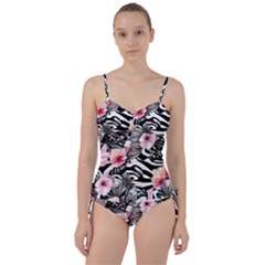 Brilliantly Hued Watercolor Flowers In A Botanical Sweetheart Tankini Set by GardenOfOphir