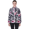 brilliantly hued watercolor flowers in a botanical Women s High Neck Windbreaker View1