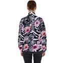 brilliantly hued watercolor flowers in a botanical Women s High Neck Windbreaker View2