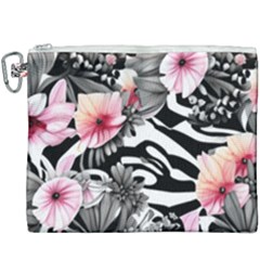 Brilliantly Hued Watercolor Flowers In A Botanical Canvas Cosmetic Bag (xxxl) by GardenOfOphir