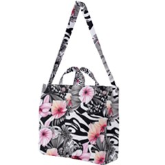 Brilliantly Hued Watercolor Flowers In A Botanical Square Shoulder Tote Bag by GardenOfOphir