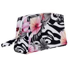 Brilliantly Hued Watercolor Flowers In A Botanical Wristlet Pouch Bag (large) by GardenOfOphir