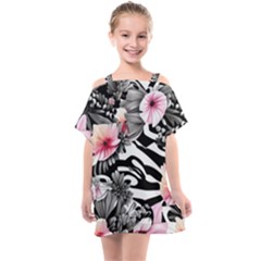 Brilliantly Hued Watercolor Flowers In A Botanical Kids  One Piece Chiffon Dress by GardenOfOphir