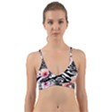 brilliantly hued watercolor flowers in a botanical Wrap Around Bikini Top View1