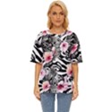 brilliantly hued watercolor flowers in a botanical Oversized Basic Tee View1