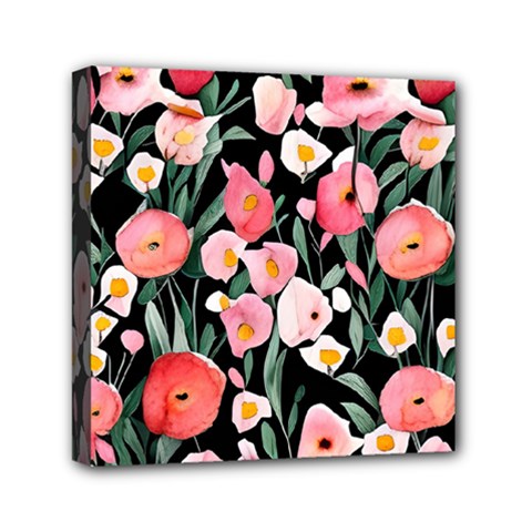 Charming Watercolor Flowers Mini Canvas 6  X 6  (stretched) by GardenOfOphir