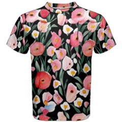 Charming Watercolor Flowers Men s Cotton Tee by GardenOfOphir