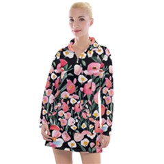 Charming Watercolor Flowers Women s Long Sleeve Casual Dress by GardenOfOphir