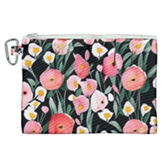 Charming Watercolor Flowers Canvas Cosmetic Bag (xl)