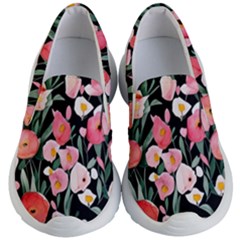 Charming Watercolor Flowers Kids Lightweight Slip Ons by GardenOfOphir