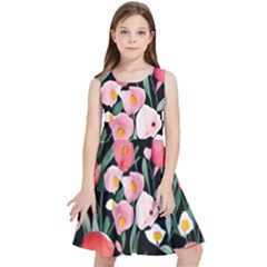 Charming Watercolor Flowers Kids  Skater Dress by GardenOfOphir