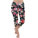 Charming Watercolor Flowers Lightweight Velour Capri Yoga Leggings View1