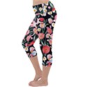 Charming Watercolor Flowers Lightweight Velour Capri Yoga Leggings View2