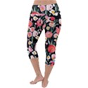 Charming Watercolor Flowers Lightweight Velour Capri Yoga Leggings View4