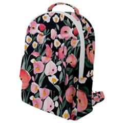 Charming Watercolor Flowers Flap Pocket Backpack (small) by GardenOfOphir