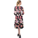 Charming Watercolor Flowers Ruffle End Midi Chiffon Dress View2