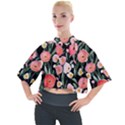 Charming Watercolor Flowers Mock Neck Tee View1