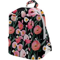 Charming Watercolor Flowers Zip Up Backpack by GardenOfOphir