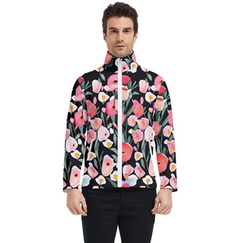 Charming Watercolor Flowers Men s Bomber Jacket by GardenOfOphir