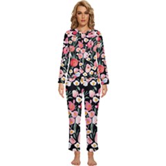 Charming Watercolor Flowers Womens  Long Sleeve Lightweight Pajamas Set by GardenOfOphir