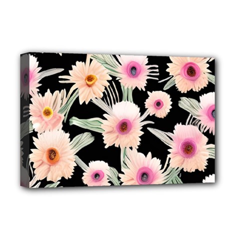 Watercolor Vintage Retro Floral Deluxe Canvas 18  X 12  (stretched) by GardenOfOphir