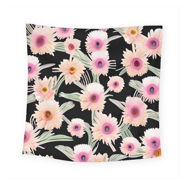 Watercolor Vintage Retro Floral Square Tapestry (Small)