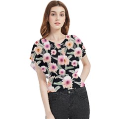 Watercolor Vintage Retro Floral Butterfly Chiffon Blouse