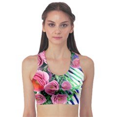 Adorned Watercolor Flowers Sports Bra by GardenOfOphir