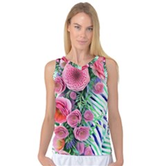 Adorned Watercolor Flowers Women s Basketball Tank Top by GardenOfOphir