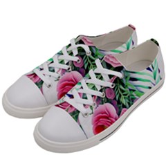 Adorned Watercolor Flowers Women s Low Top Canvas Sneakers by GardenOfOphir