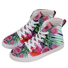 Adorned Watercolor Flowers Men s Hi-top Skate Sneakers by GardenOfOphir