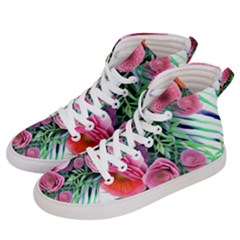 Adorned Watercolor Flowers Women s Hi-top Skate Sneakers by GardenOfOphir