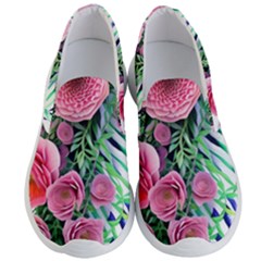 Adorned Watercolor Flowers Men s Lightweight Slip Ons by GardenOfOphir