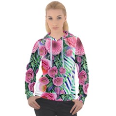 Adorned Watercolor Flowers Women s Overhead Hoodie by GardenOfOphir