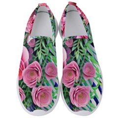 Adorned Watercolor Flowers Men s Slip On Sneakers by GardenOfOphir