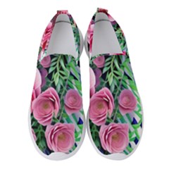 Adorned Watercolor Flowers Women s Slip On Sneakers by GardenOfOphir