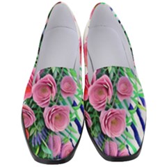 Adorned Watercolor Flowers Women s Classic Loafer Heels by GardenOfOphir